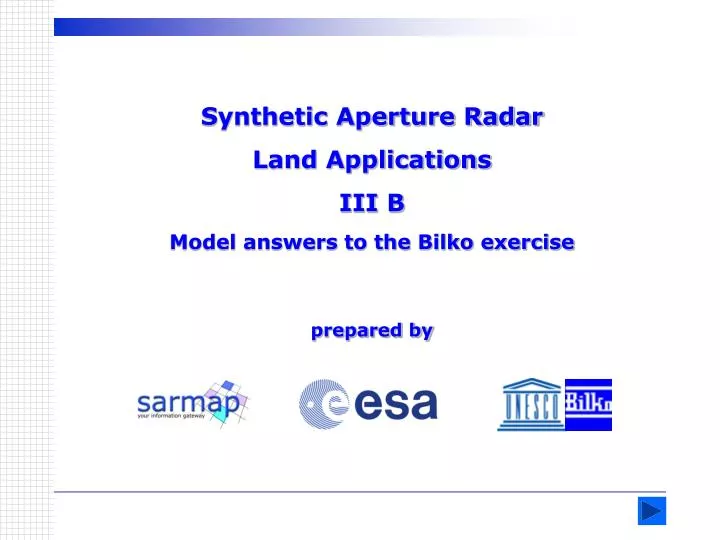 synthetic aperture radar land applications iii b model answers to the bilko exercise prepared by