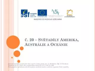 20 sv tad ly amerika a ustr lie a oce nie