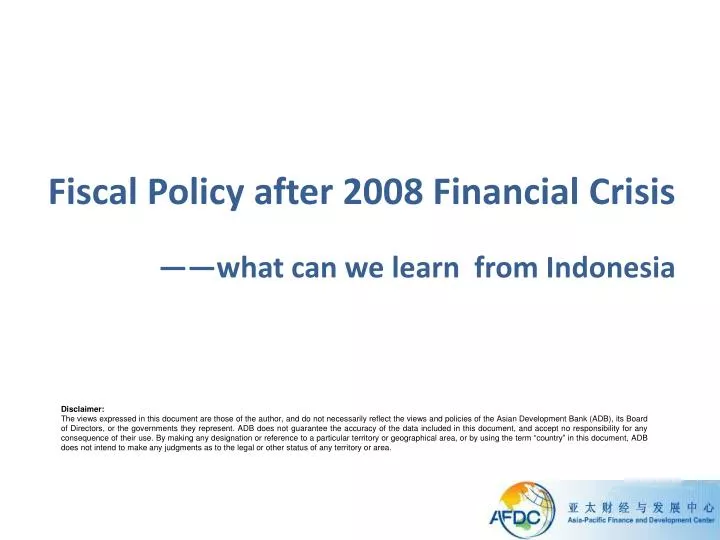 fiscal policy after 2008 financial crisis what can we learn from indonesia