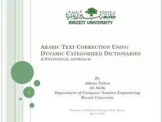 Arabic Text Correction Using Dynamic Categorized Dictionaries A Statistical approach