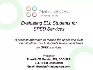 Evaluating ELL Students for SPED Services