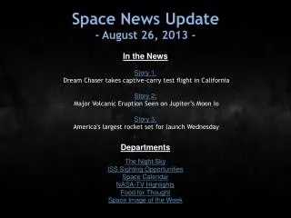 Space News Update - August 26, 2013 -