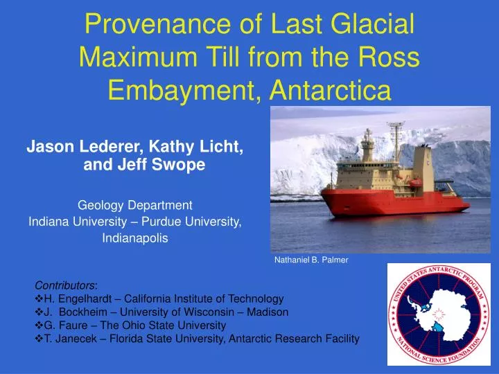 provenance of last glacial maximum till from the ross embayment antarctica