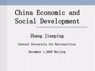 China Economic and Social Development