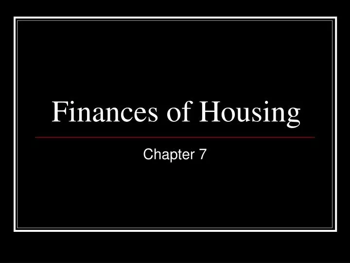 finances of housing
