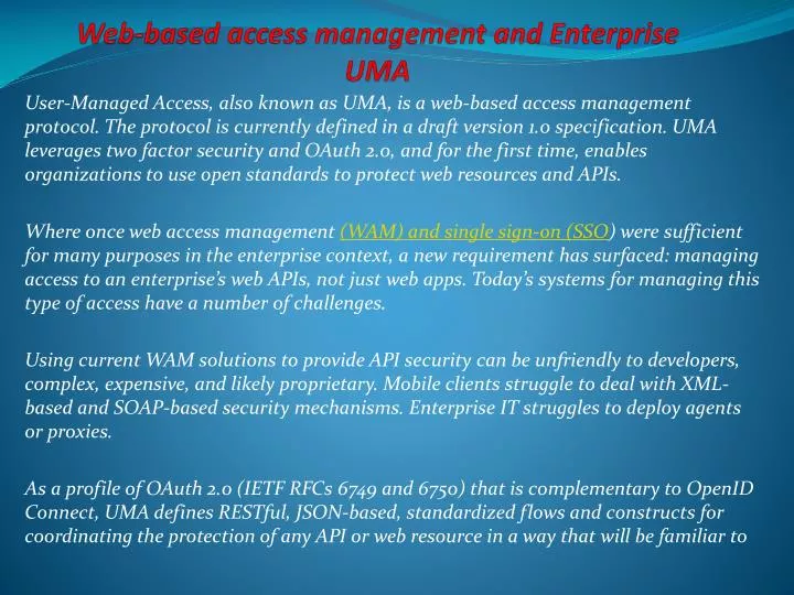 web based access management and enterprise uma
