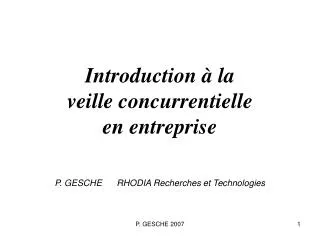 introduction la veille concurrentielle en entreprise