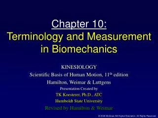 Chapter 10: Terminology and Measurement in Biomechanics