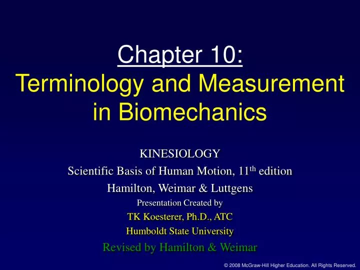 chapter 10 terminology and measurement in biomechanics