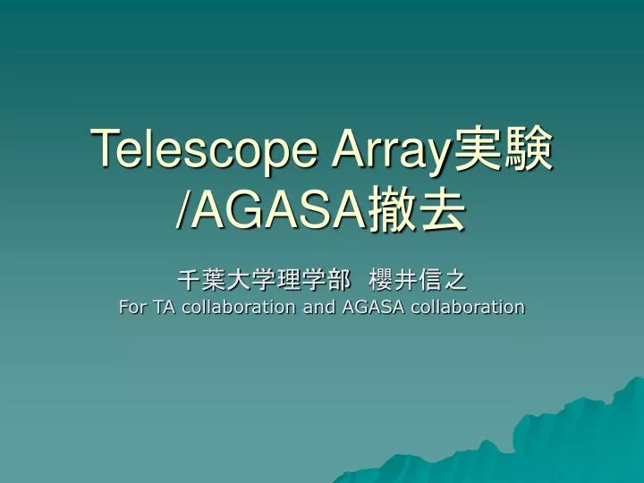 telescope array agasa