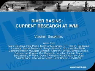 RIVER BASINS: CURRENT RESEARCH AT IWMI