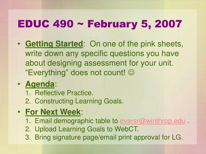 educ 490 february 5 2007