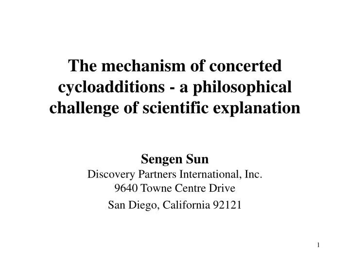 the mechanism of concerted cycloadditions a philosophical challenge of scientific explanation