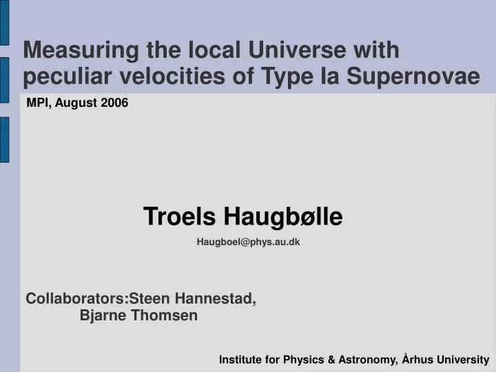 measuring the local universe with peculiar velocities of type ia supernovae