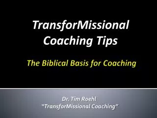 The Biblical Basis for Coaching