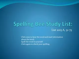Spelling Bee Study List: