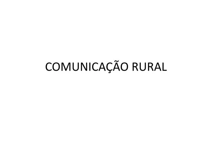 comunica o rural