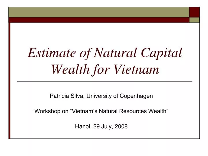 estimate of natural capital wealth for vietnam