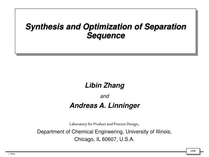 synthesis and optimization of separation sequence