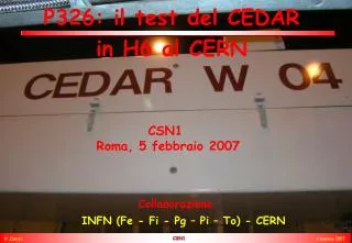 P326: il test del CEDAR in H6 al CERN