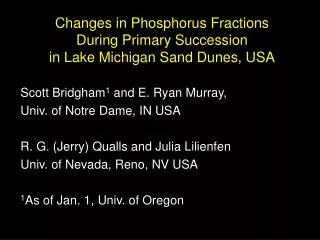 Changes in Phosphorus Fractions During Primary Succession in Lake Michigan Sand Dunes, USA