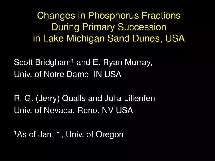 changes in phosphorus fractions during primary succession in lake michigan sand dunes usa