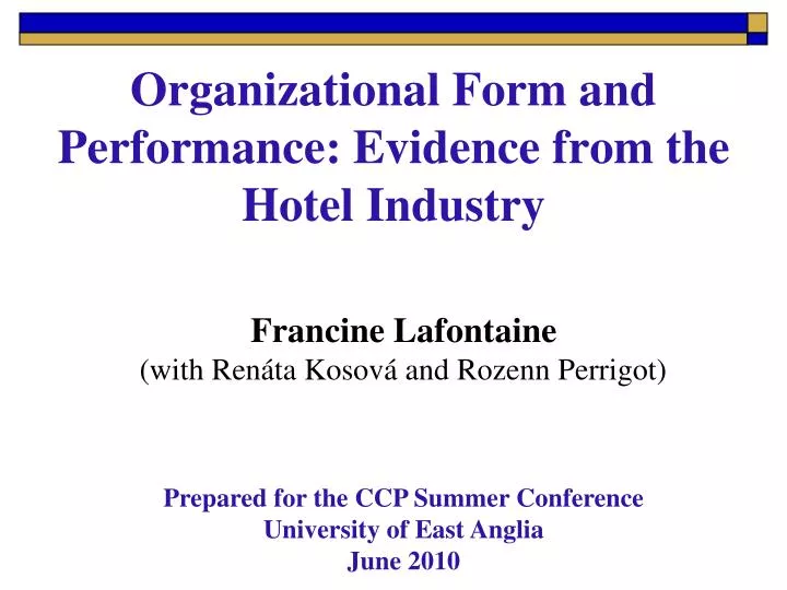 organizational form and performance evidence from the hotel industry