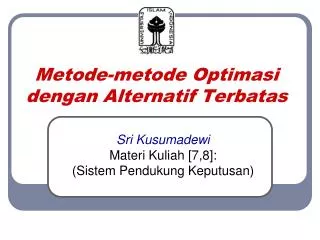 metode metode optimasi dengan alternatif terbatas