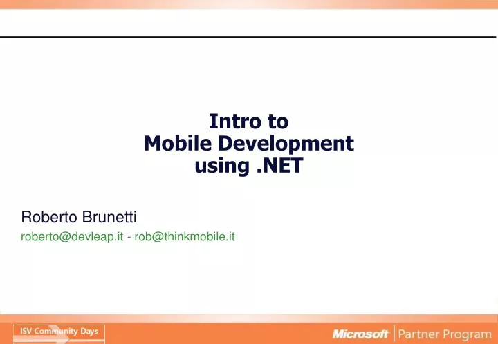 intro to mobile development using net