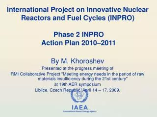 By M. Khoroshev Presented at the progress meeting of
