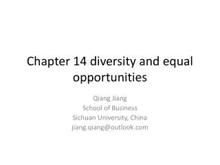 Chapter 14 diversity and equal opportunities