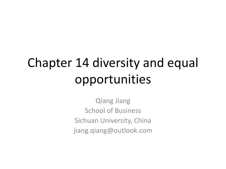 chapter 14 diversity and equal opportunities