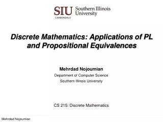 discrete mathematics applications of pl and propositional equivalences