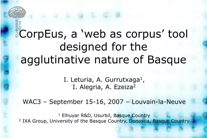 corpeus a web as corpus tool designed for the agglutinative nature of basque