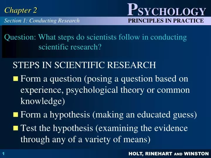 question what steps do scientists follow in conducting scientific research
