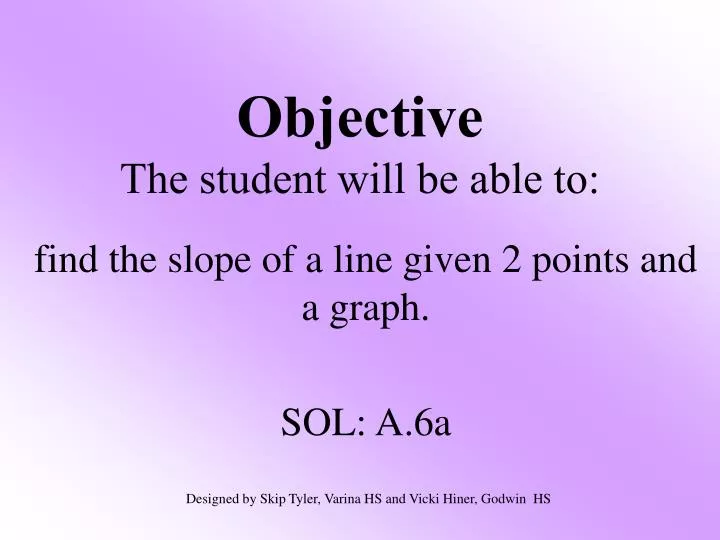 objective the student will be able to