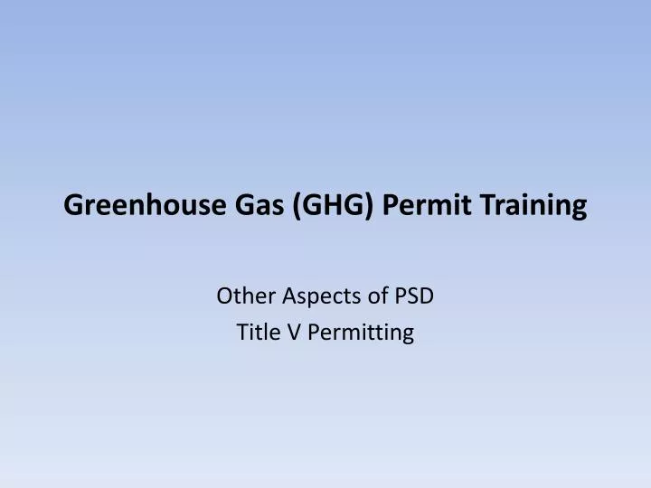 greenhouse gas ghg permit training