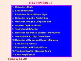 RAY OPTICS - I