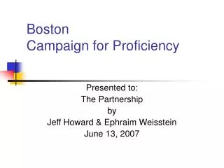 Boston Campaign for Proficiency
