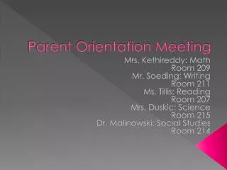 Parent Orientation Meeting