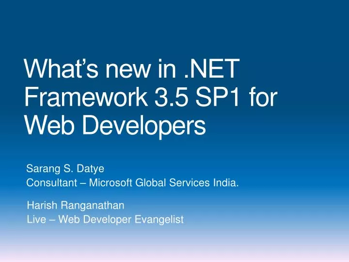 what s new in net framework 3 5 sp1 for web developers