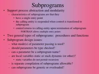 Subprograms