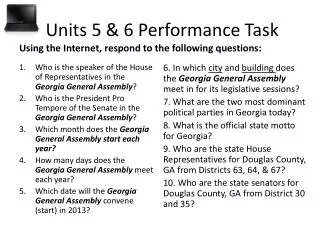 Units 5 &amp; 6 Performance Task