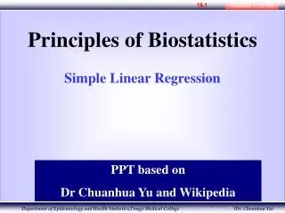 Principles of Biostatistics Simple Linear Regression