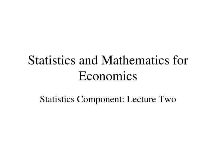 statistics and mathematics for economics