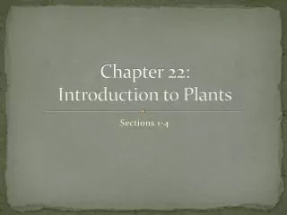 Chapter 22: Introduction to Plants