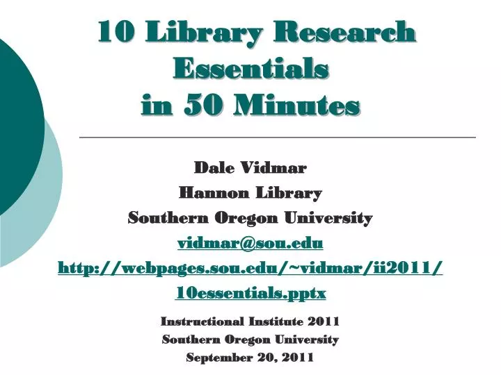 10 library research essentials in 50 minutes