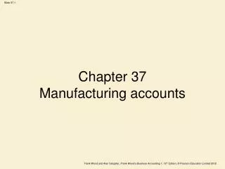 Chapter 37 Manufacturing accounts