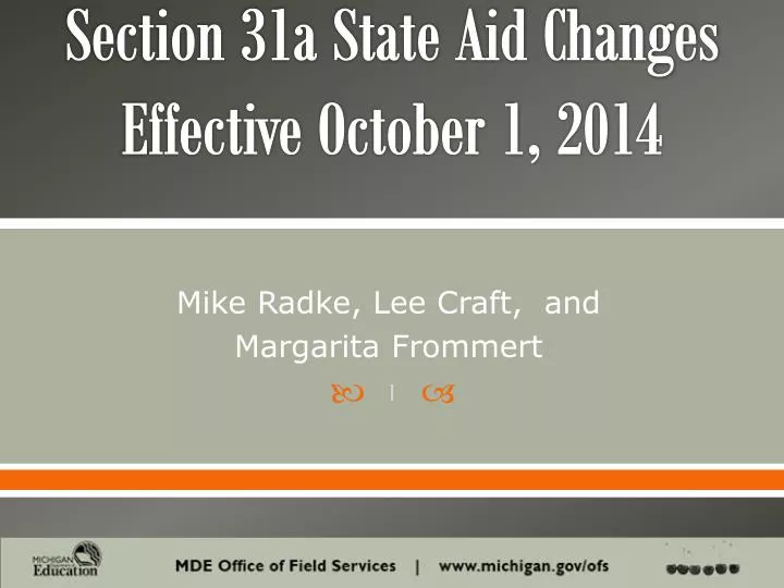 section 31a state aid changes e ffective october 1 2014