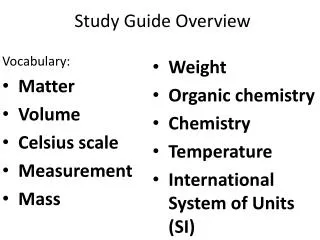 Study Guide Overview